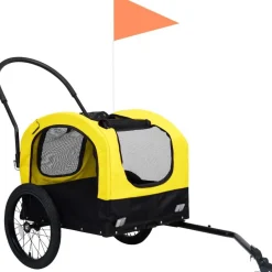 Discount FinePRICE 2-in-1 lemmikkikärry pyörään/juoksurattaat keltainen & musta