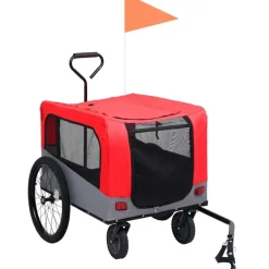 Sale FinePRICE 2-in-1 lemmikkikärry pyörään/juoksurattaat punainen ja harmaa