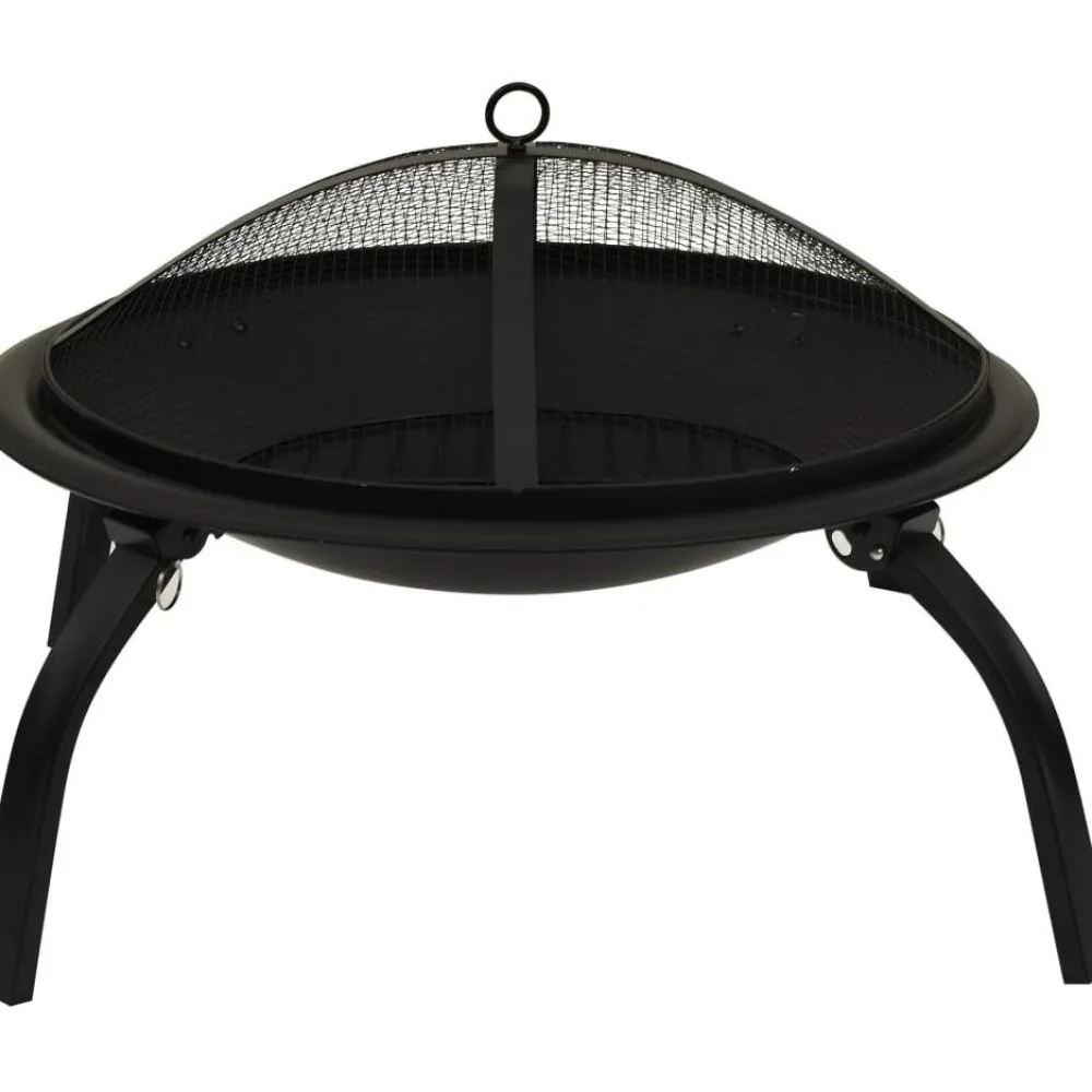 FinePRICE 2-in-1 tulimalja/grilli ja hiilihanko 56x56x49 cm musta teräs