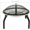 Hot FinePRICE 2-in-1 tulimalja/grilli ja hiilihanko 56x56x49 cm hopea ruostum. teräs