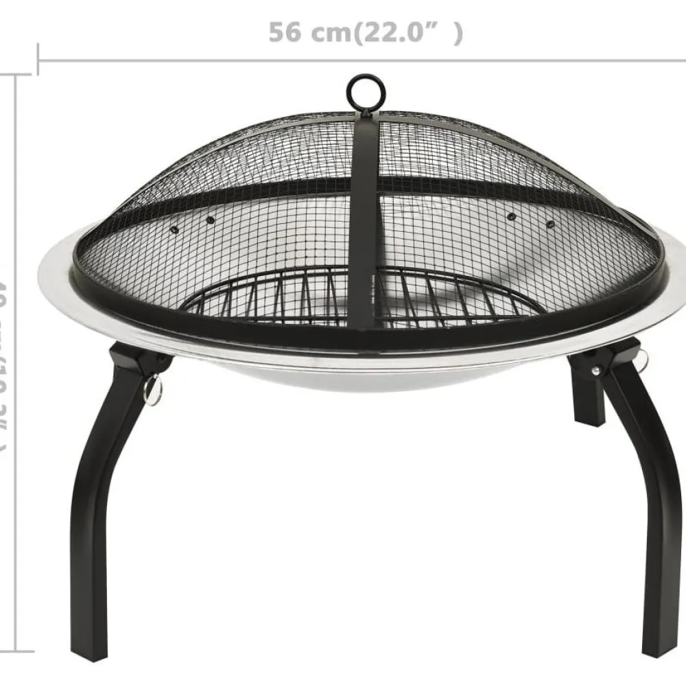 Hot FinePRICE 2-in-1 tulimalja/grilli ja hiilihanko 56x56x49 cm hopea ruostum. teräs