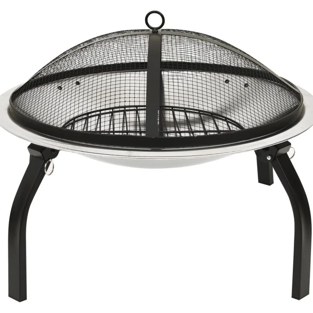 Hot FinePRICE 2-in-1 tulimalja/grilli ja hiilihanko 56x56x49 cm hopea ruostum. teräs