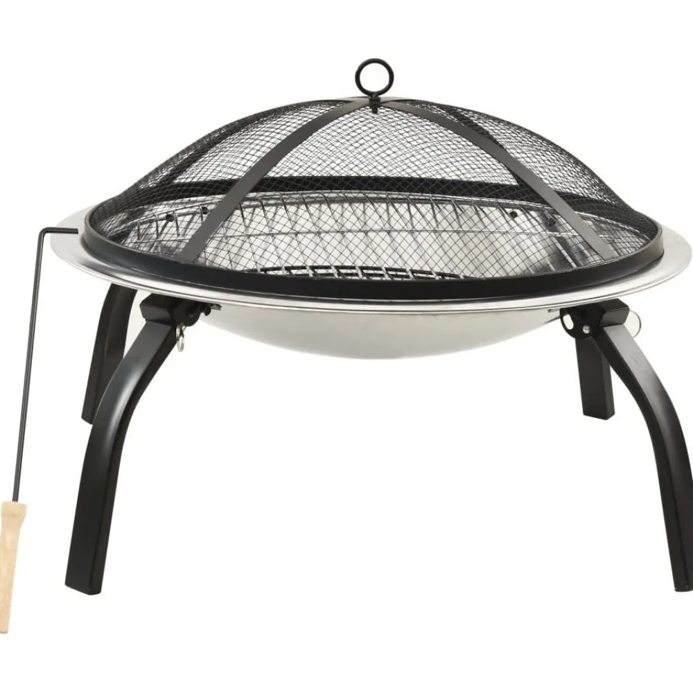 Hot FinePRICE 2-in-1 tulimalja/grilli ja hiilihanko 56x56x49 cm hopea ruostum. teräs