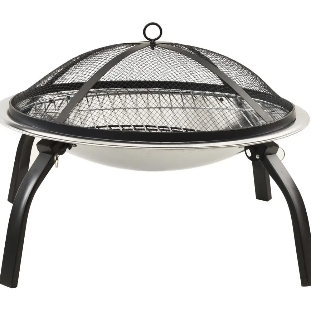 Hot FinePRICE 2-in-1 tulimalja/grilli ja hiilihanko 56x56x49 cm hopea ruostum. teräs
