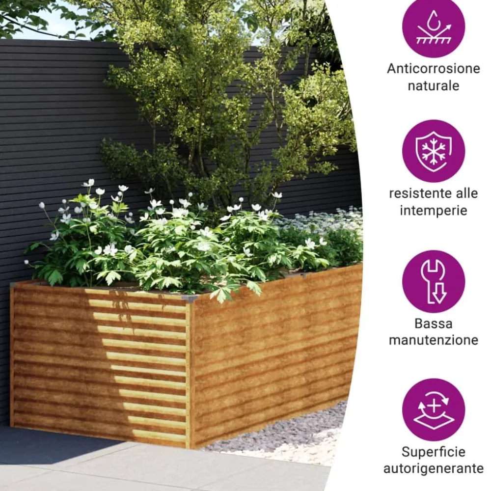 Hot FinePRICE Istutuslaatikko 479x100x69 cm corten-teräs