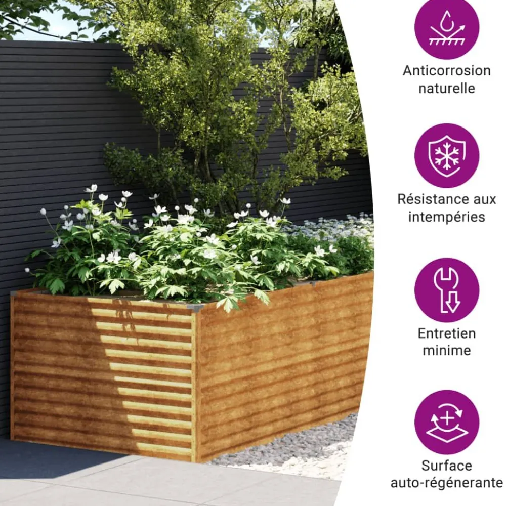 Hot FinePRICE Istutuslaatikko 479x100x69 cm corten-teräs