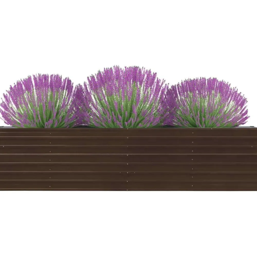 Best FinePRICE Istutuslaatikko 320x40x77 cm galvanoitu ruskea