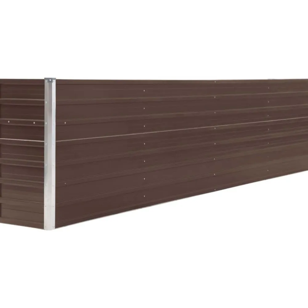 Best FinePRICE Istutuslaatikko 320x40x77 cm galvanoitu ruskea