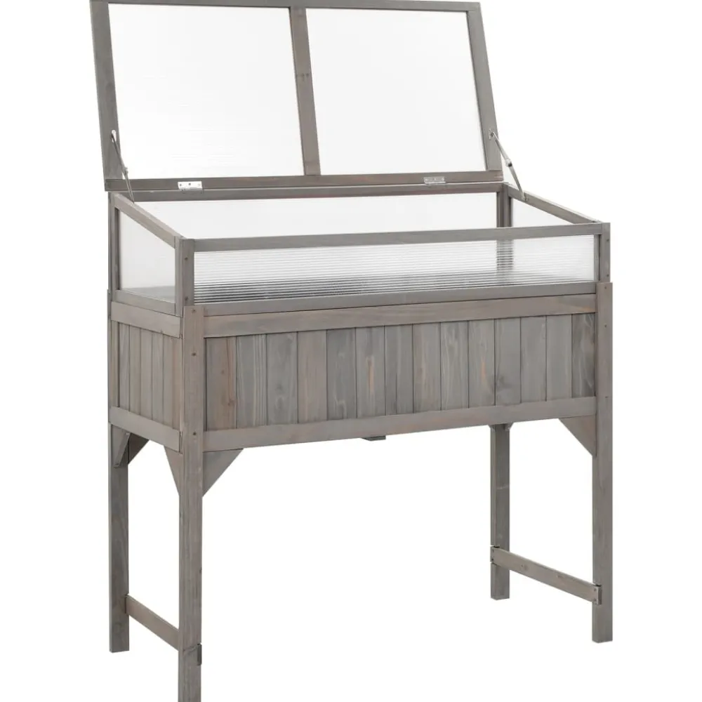 Outlet FinePRICE Jalallinen kasvihuoneellinen istutuslaatikko 110x54x120cm kuusi