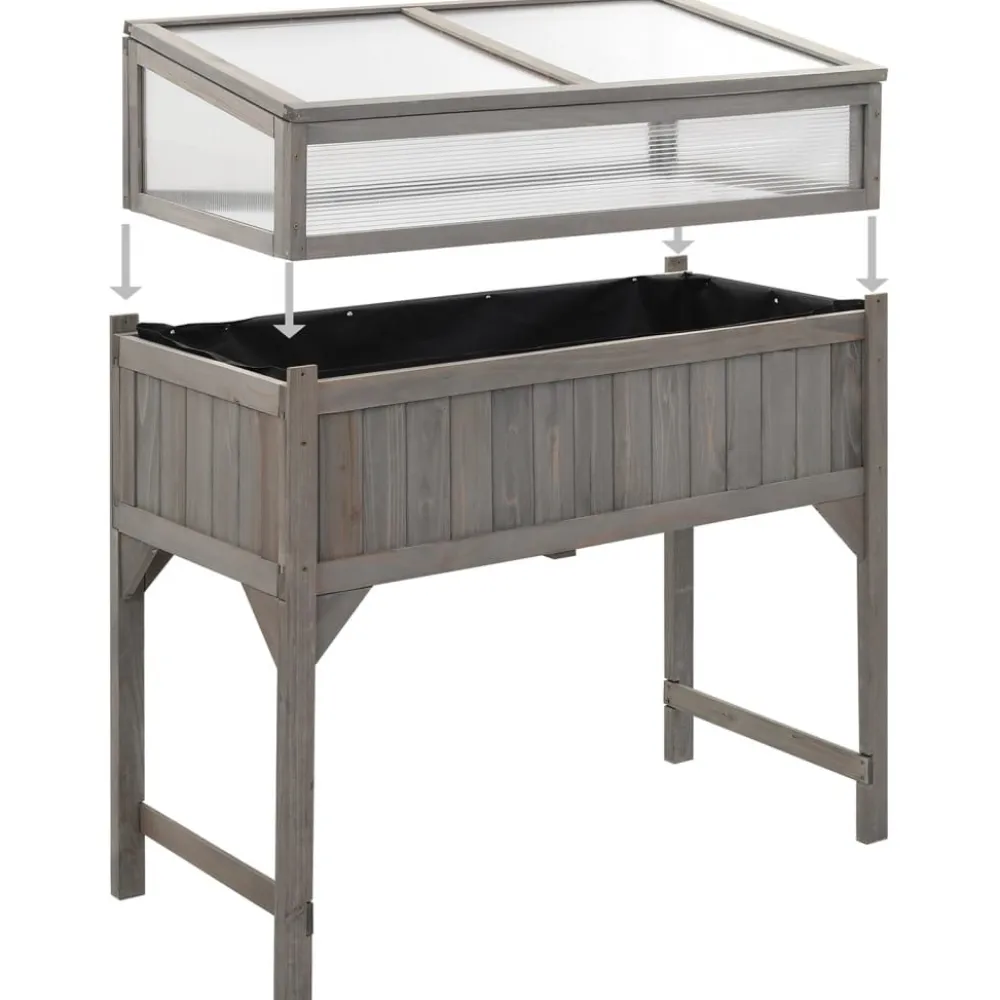 Outlet FinePRICE Jalallinen kasvihuoneellinen istutuslaatikko 110x54x120cm kuusi