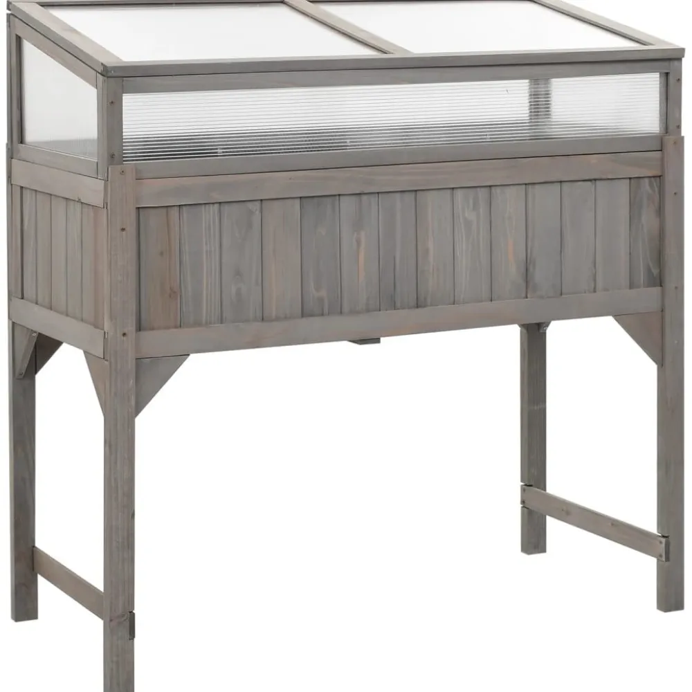 Outlet FinePRICE Jalallinen kasvihuoneellinen istutuslaatikko 110x54x120cm kuusi