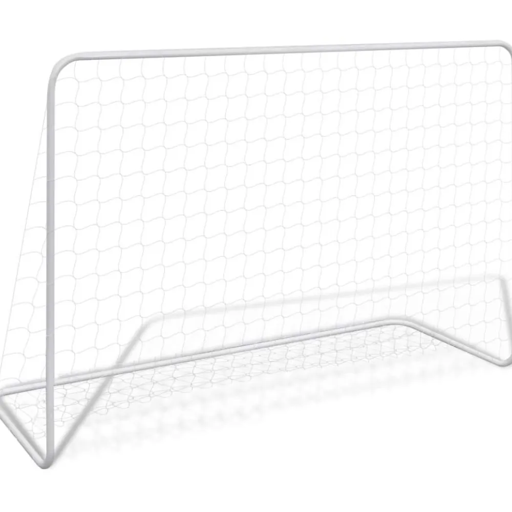 Clearance FinePRICE Jalkapallomaalit verkolla, 2kpl, teräs, 182x61x122cm, valkoinen