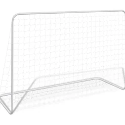 FinePRICE Jalkapallomaali verkolla, teräs, 182x61x122cm, valkoinen