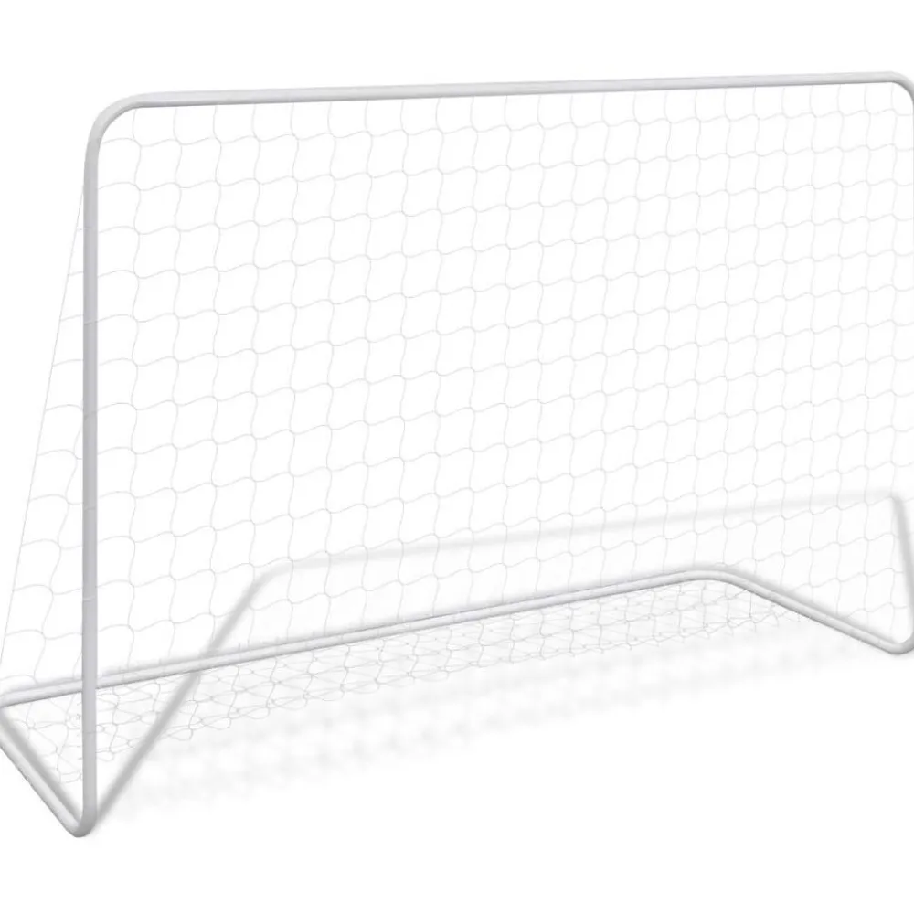 FinePRICE Jalkapallomaali verkolla, teräs, 182x61x122cm, valkoinen