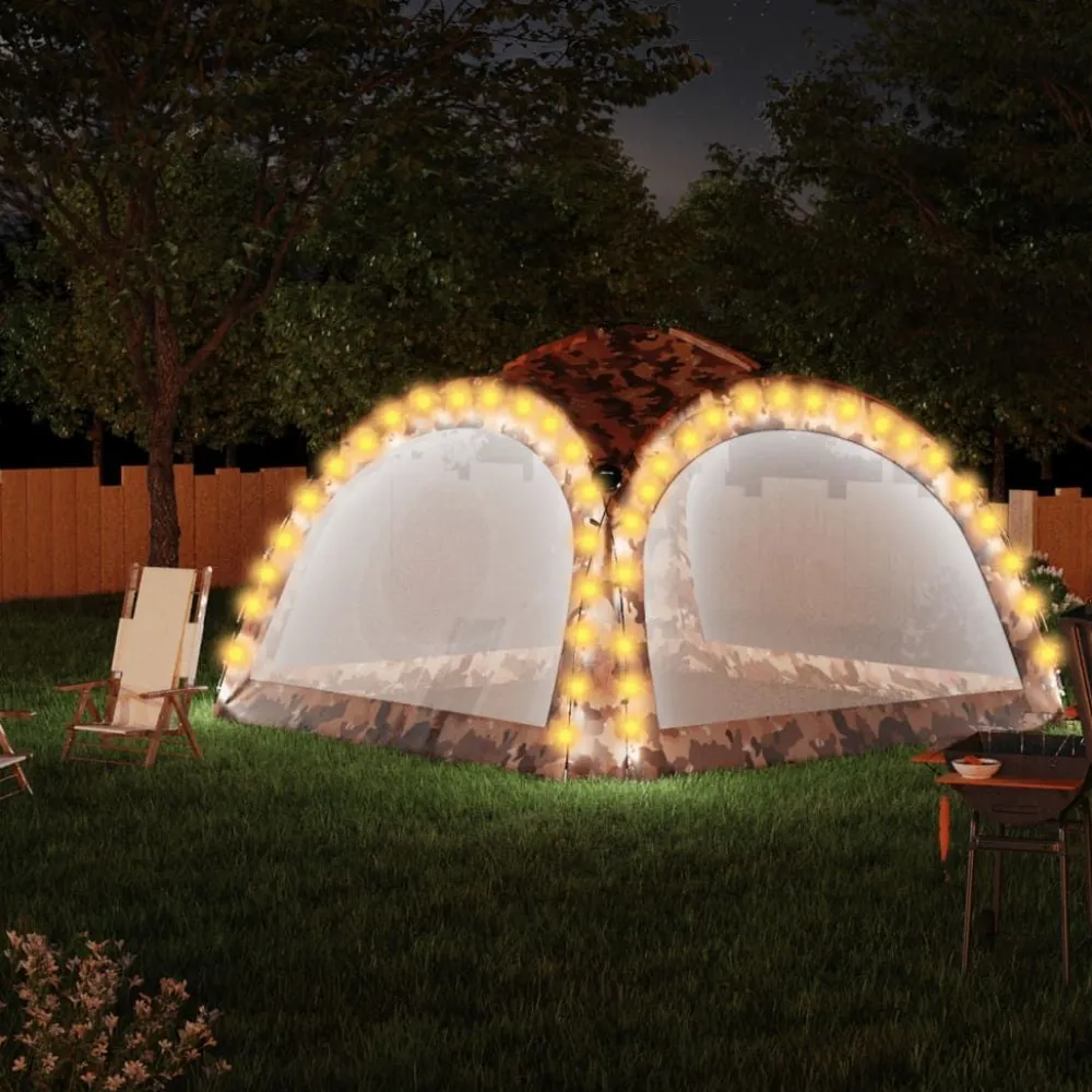 Best FinePRICE Juhlateltta LED ja 4 sivuseinää 3,6x3,6x2,3 m maastokuvio Maastoväri