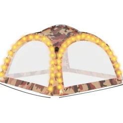Best FinePRICE Juhlateltta LED ja 4 sivuseinää 3,6x3,6x2,3 m maastokuvio Maastoväri