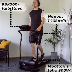 React Juoksumatto moottorilla 1-10 km/h musta