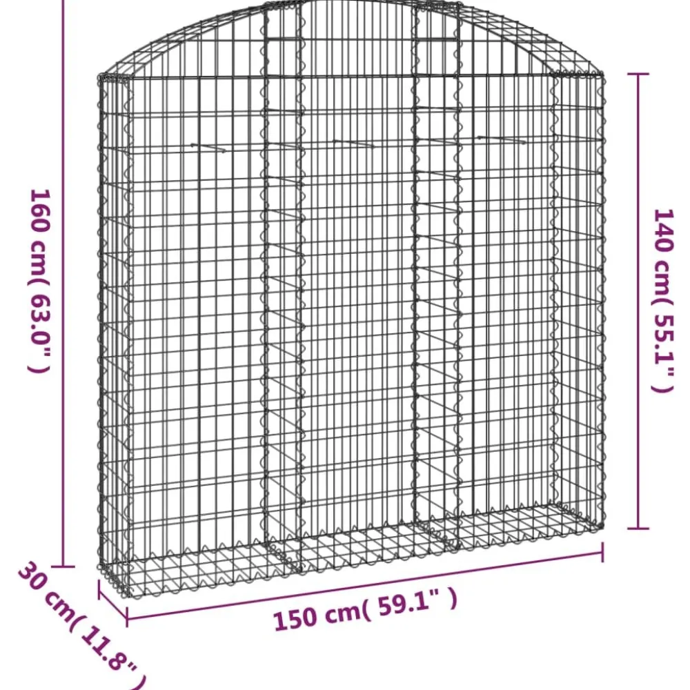 Online FinePRICE Kaareva kivikori 100x30x60/80 cm galvanoitu rauta