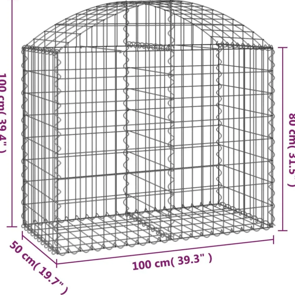 Online FinePRICE Kaareva kivikori 100x30x60/80 cm galvanoitu rauta