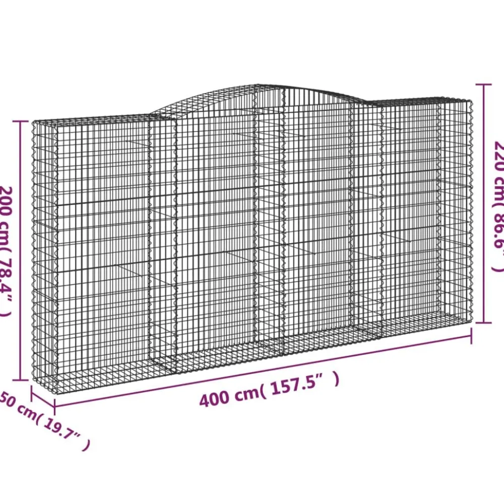 Discount FinePRICE Kaareva kivikori 200x50x40/60 cm galvanoitu rauta