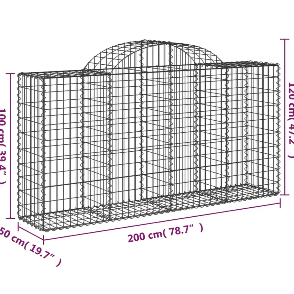 Discount FinePRICE Kaareva kivikori 200x50x40/60 cm galvanoitu rauta