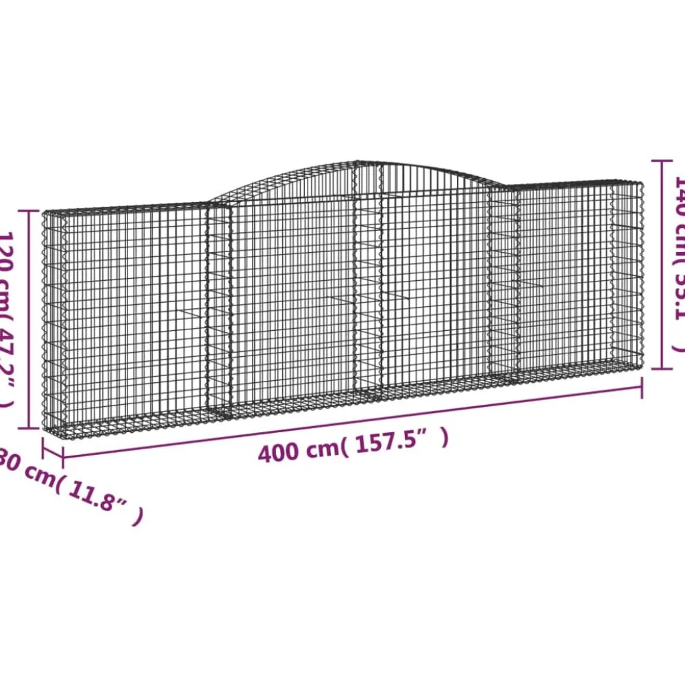 Discount FinePRICE Kaareva kivikori 200x50x40/60 cm galvanoitu rauta