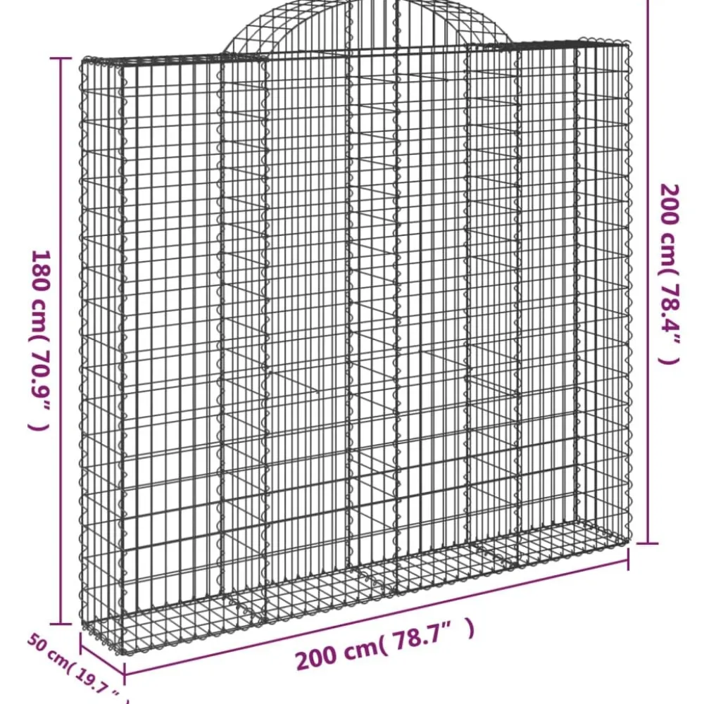 Discount FinePRICE Kaareva kivikori 200x50x40/60 cm galvanoitu rauta