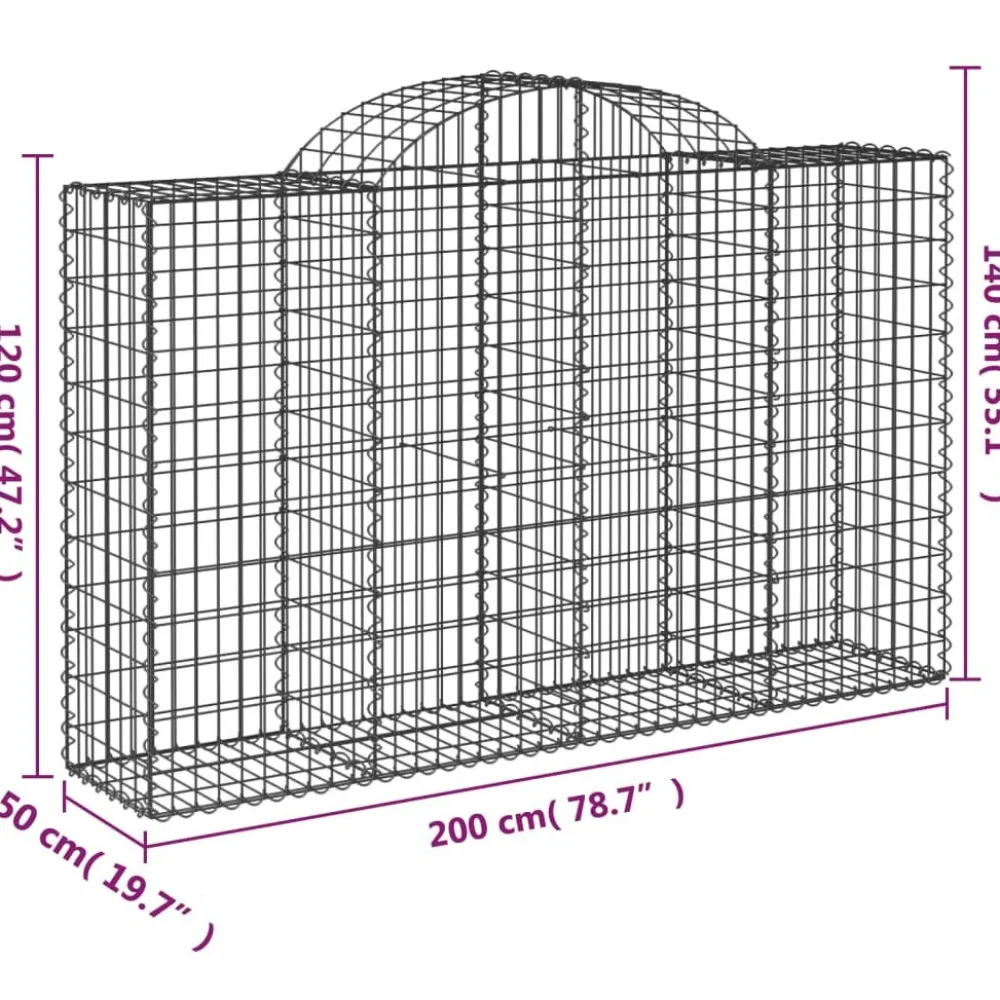 Discount FinePRICE Kaareva kivikori 200x50x40/60 cm galvanoitu rauta