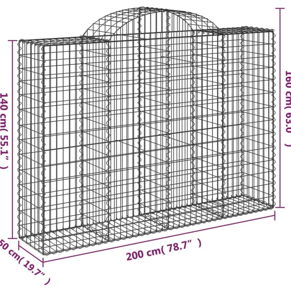 Discount FinePRICE Kaareva kivikori 200x50x40/60 cm galvanoitu rauta