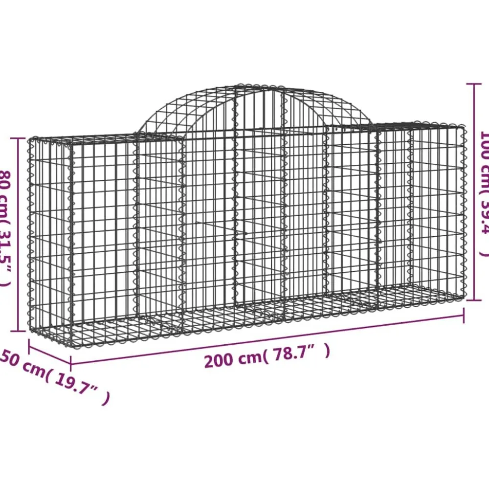 Discount FinePRICE Kaareva kivikori 200x50x40/60 cm galvanoitu rauta