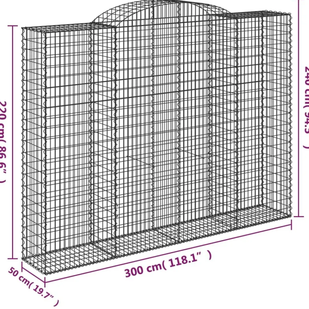 Discount FinePRICE Kaareva kivikori 200x50x40/60 cm galvanoitu rauta
