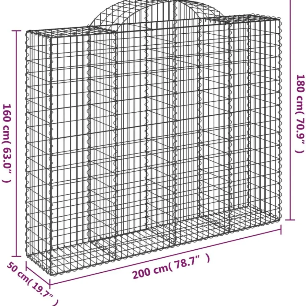 Discount FinePRICE Kaareva kivikori 200x50x40/60 cm galvanoitu rauta