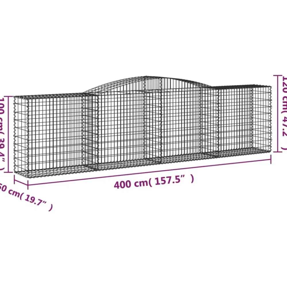 Discount FinePRICE Kaareva kivikori 200x50x40/60 cm galvanoitu rauta