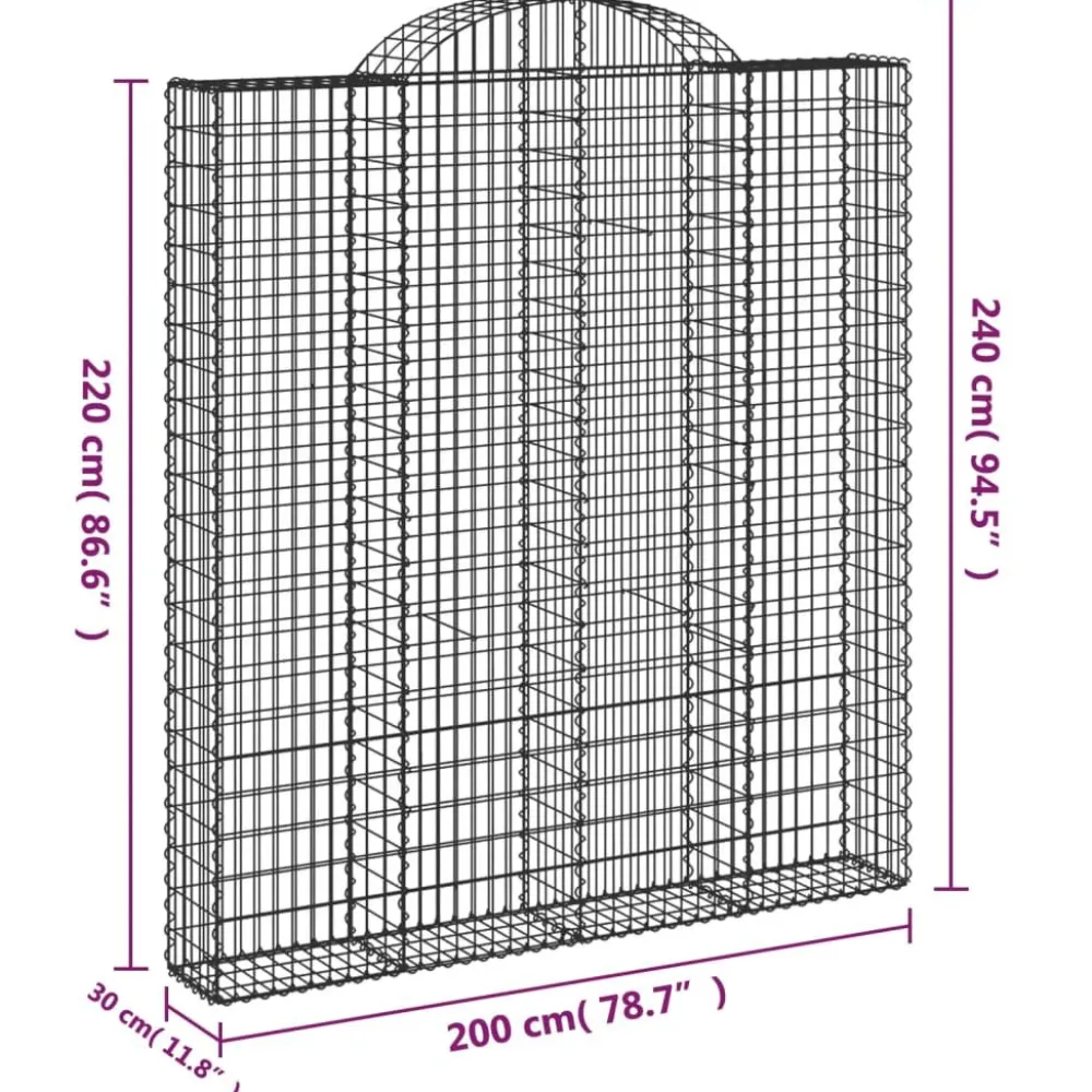 Discount FinePRICE Kaareva kivikori 200x50x40/60 cm galvanoitu rauta