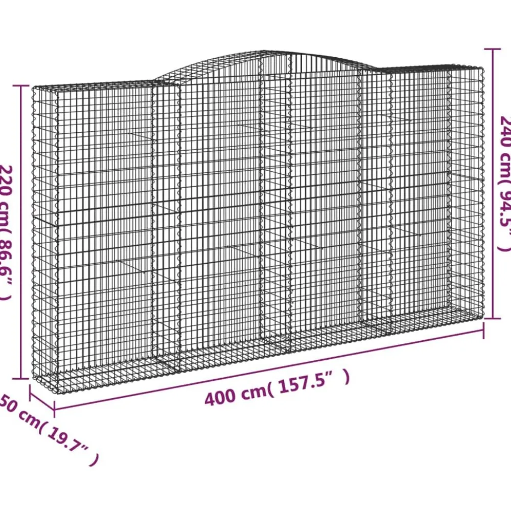 Discount FinePRICE Kaareva kivikori 200x50x40/60 cm galvanoitu rauta