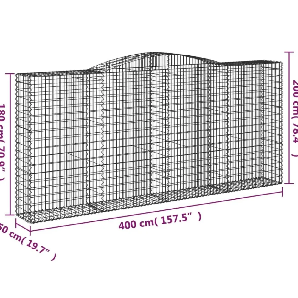 Discount FinePRICE Kaareva kivikori 200x50x40/60 cm galvanoitu rauta