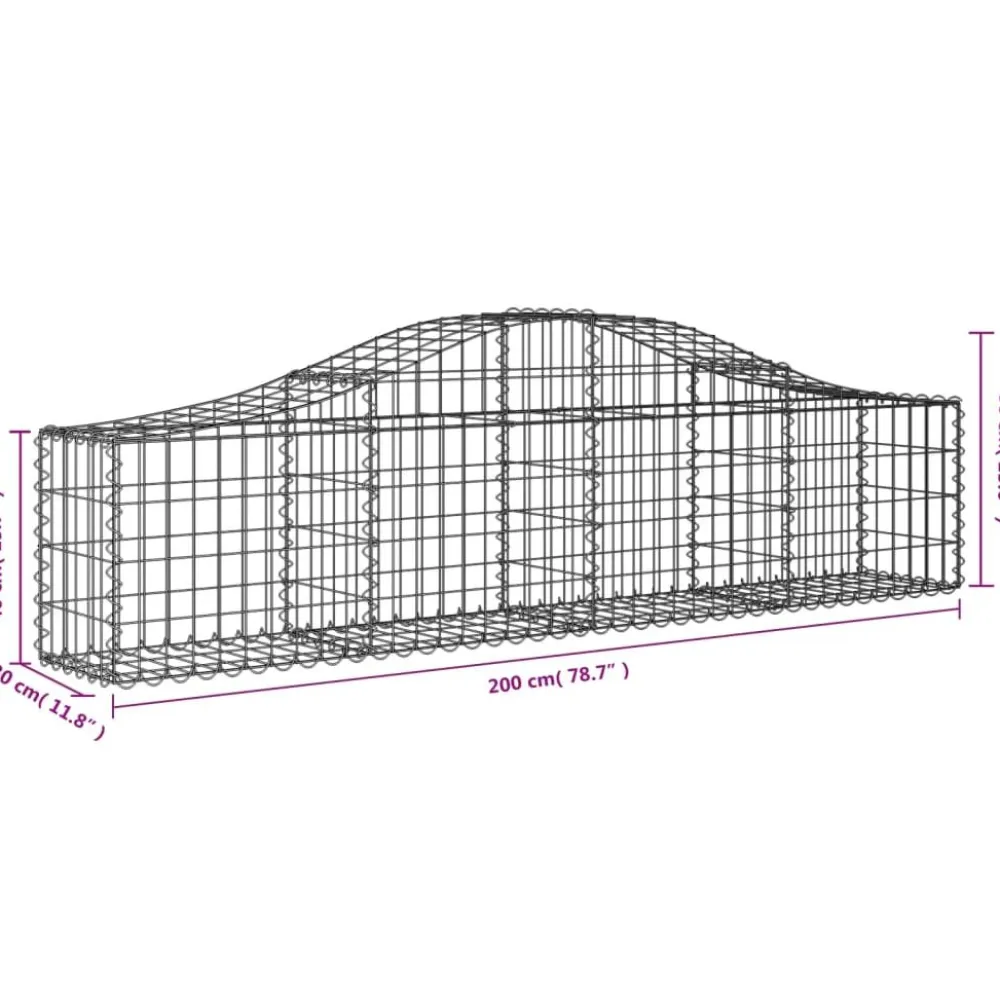 Clearance FinePRICE Kaareva kivikori 200x50x40/60 cm galvanoitua rautaa