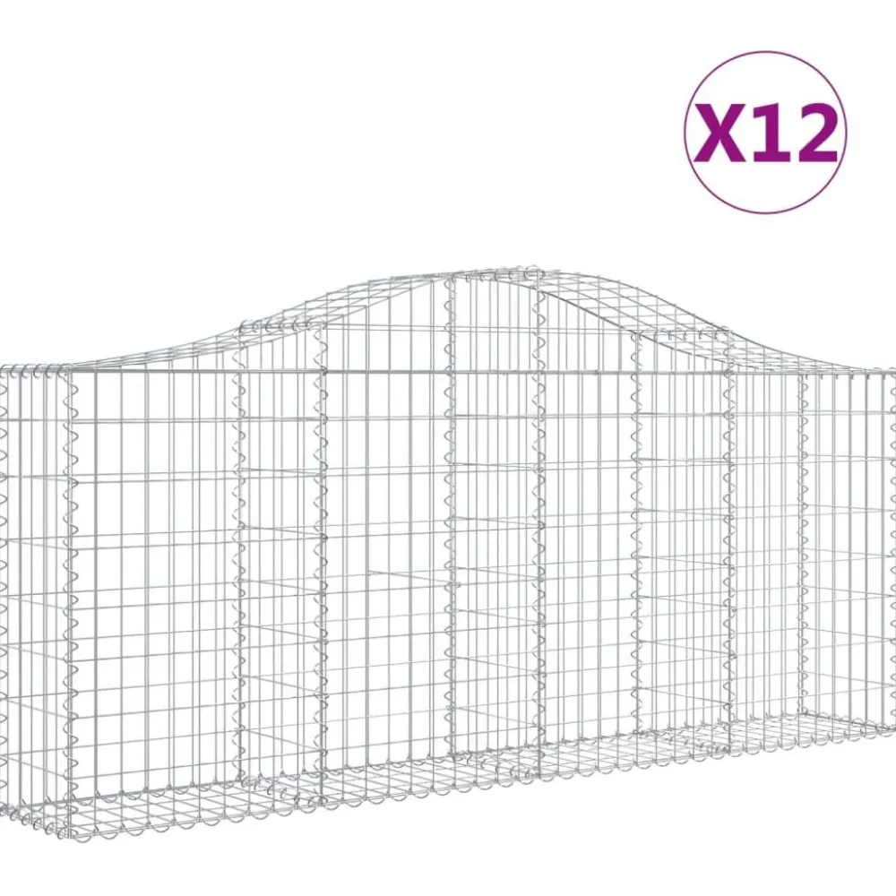 Clearance FinePRICE Kaareva kivikori 200x50x40/60 cm galvanoitua rautaa