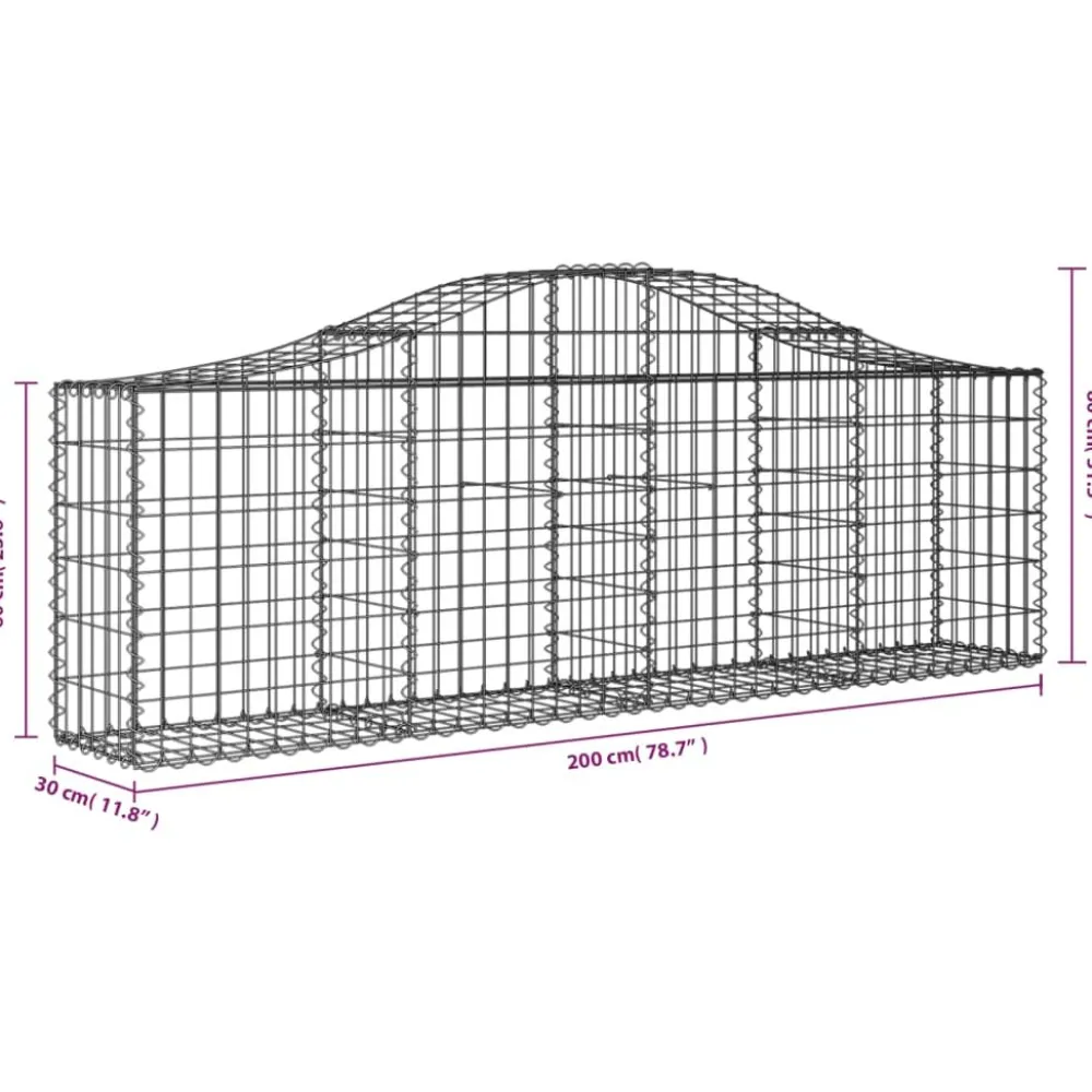 Clearance FinePRICE Kaareva kivikori 200x50x40/60 cm galvanoitua rautaa