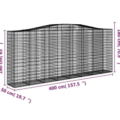Clearance FinePRICE Kaareva kivikori 200x50x40/60 cm galvanoitua rautaa
