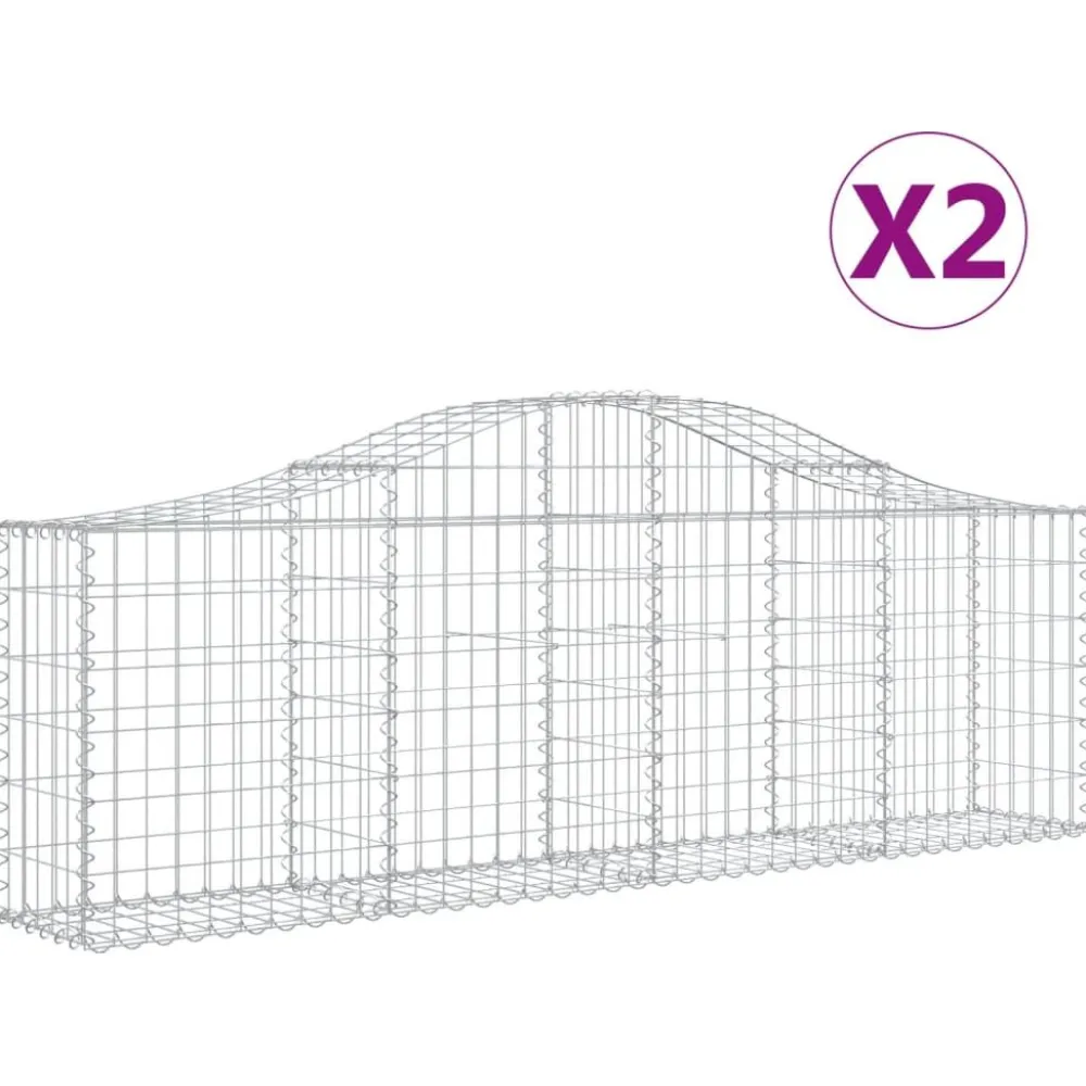 Clearance FinePRICE Kaareva kivikori 200x50x40/60 cm galvanoitua rautaa
