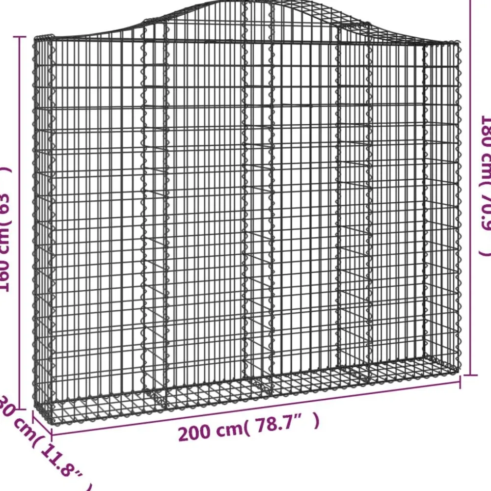 Clearance FinePRICE Kaareva kivikori 200x50x40/60 cm galvanoitua rautaa