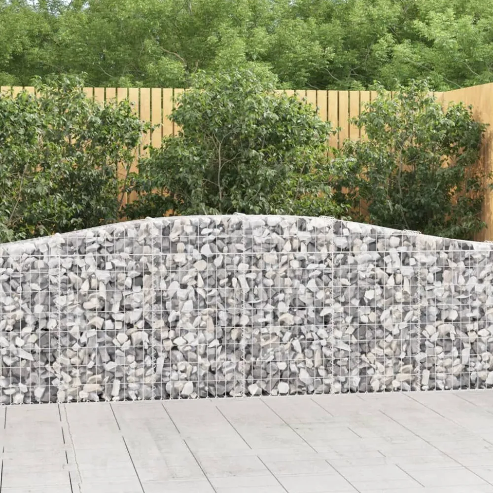 Clearance FinePRICE Kaareva kivikori 200x50x40/60 cm galvanoitua rautaa