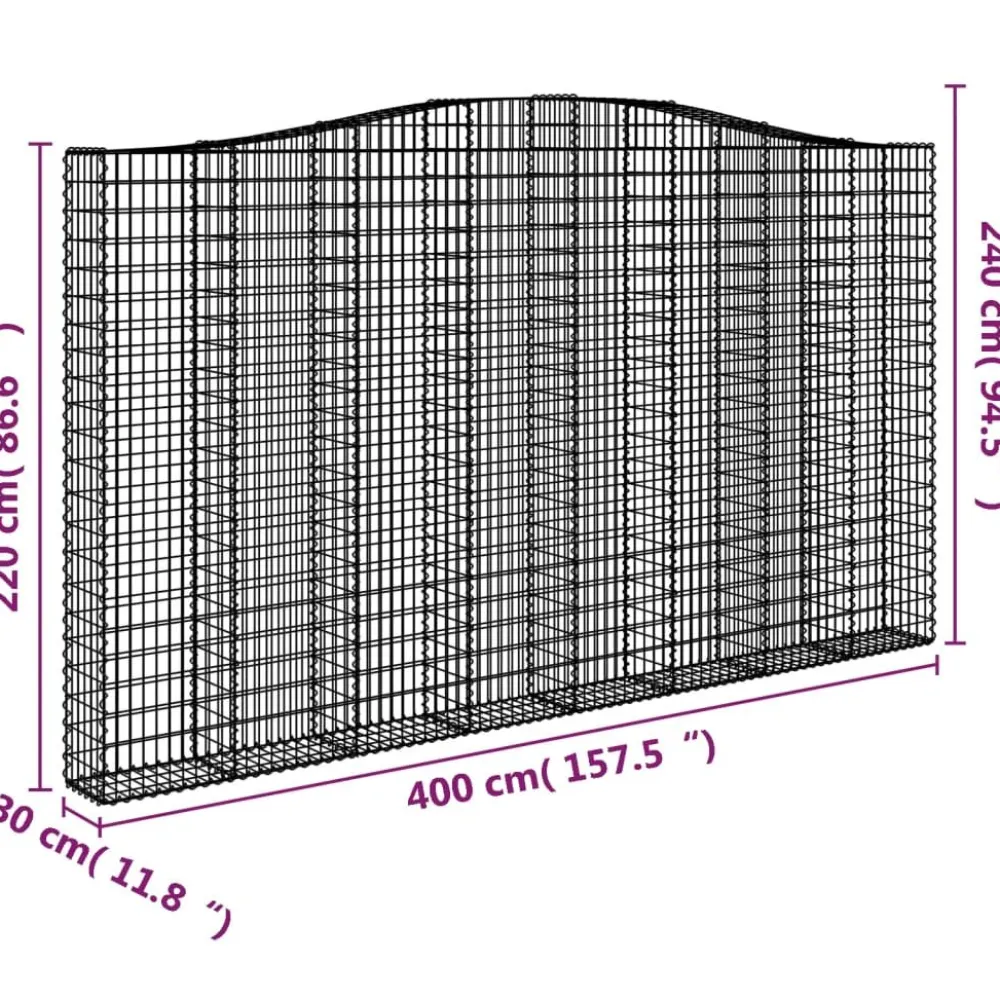 Clearance FinePRICE Kaareva kivikori 200x50x40/60 cm galvanoitua rautaa