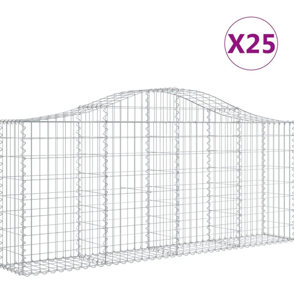 Clearance FinePRICE Kaareva kivikori 200x50x40/60 cm galvanoitua rautaa
