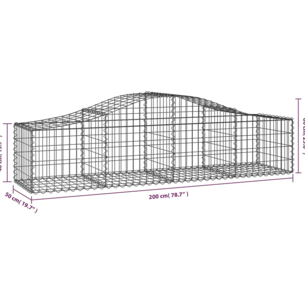 Clearance FinePRICE Kaareva kivikori 200x50x40/60 cm galvanoitua rautaa