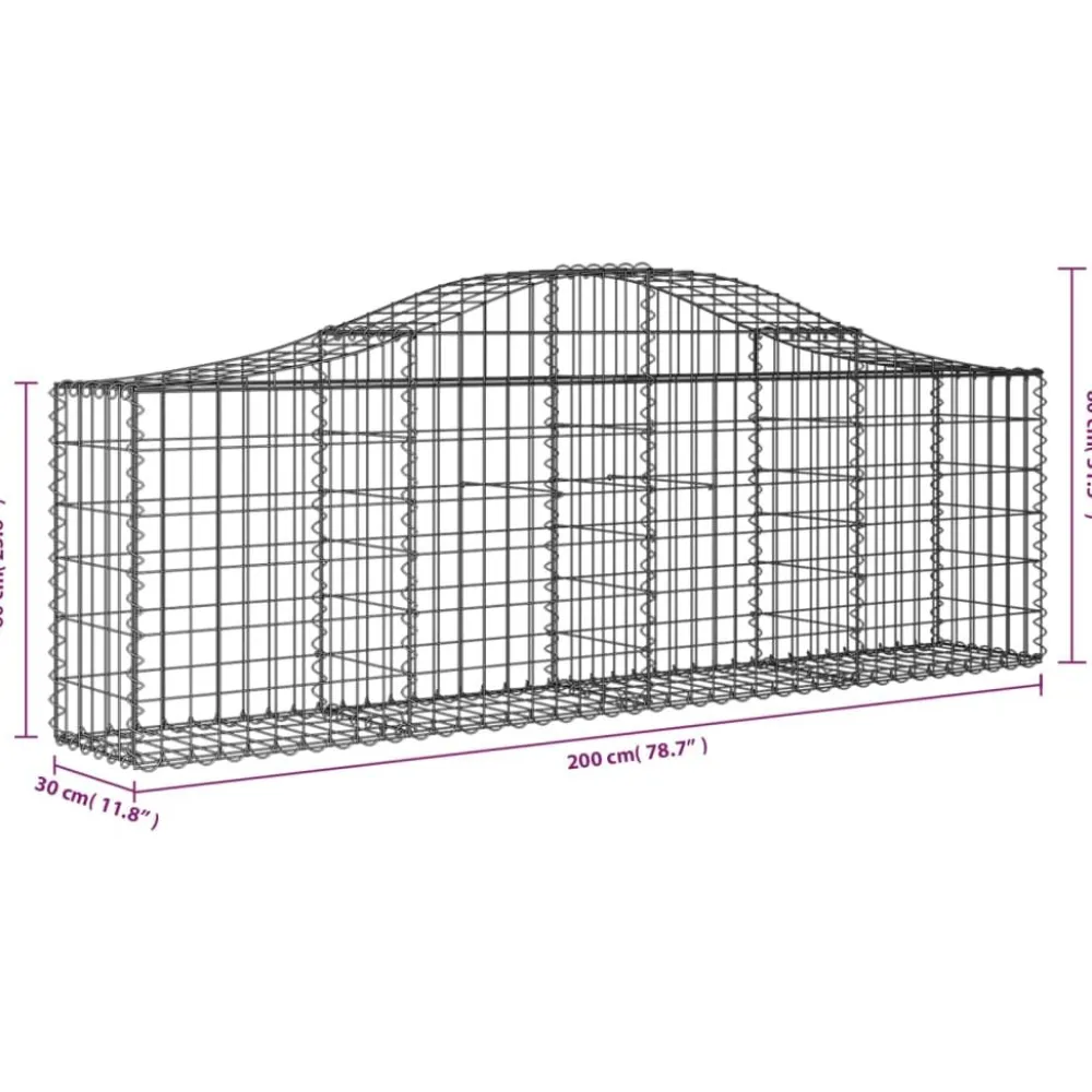 Clearance FinePRICE Kaareva kivikori 200x50x40/60 cm galvanoitua rautaa