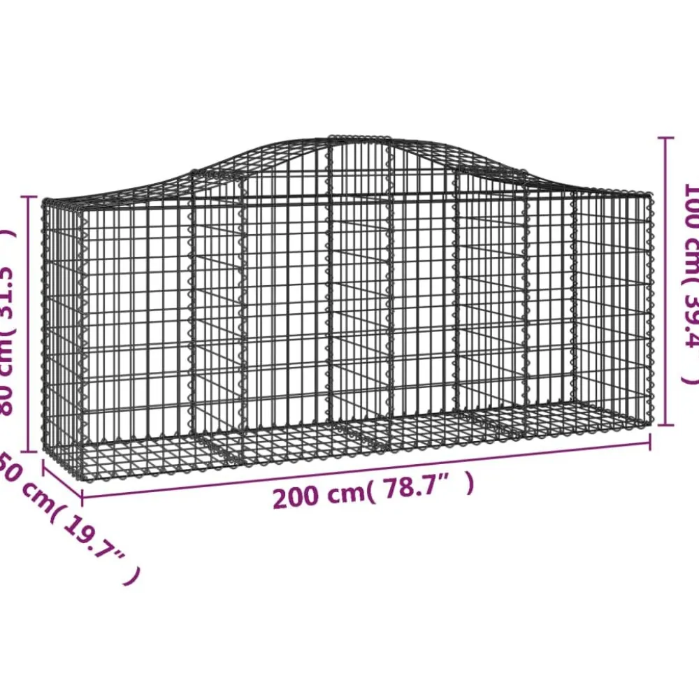 Clearance FinePRICE Kaareva kivikori 200x50x40/60 cm galvanoitua rautaa