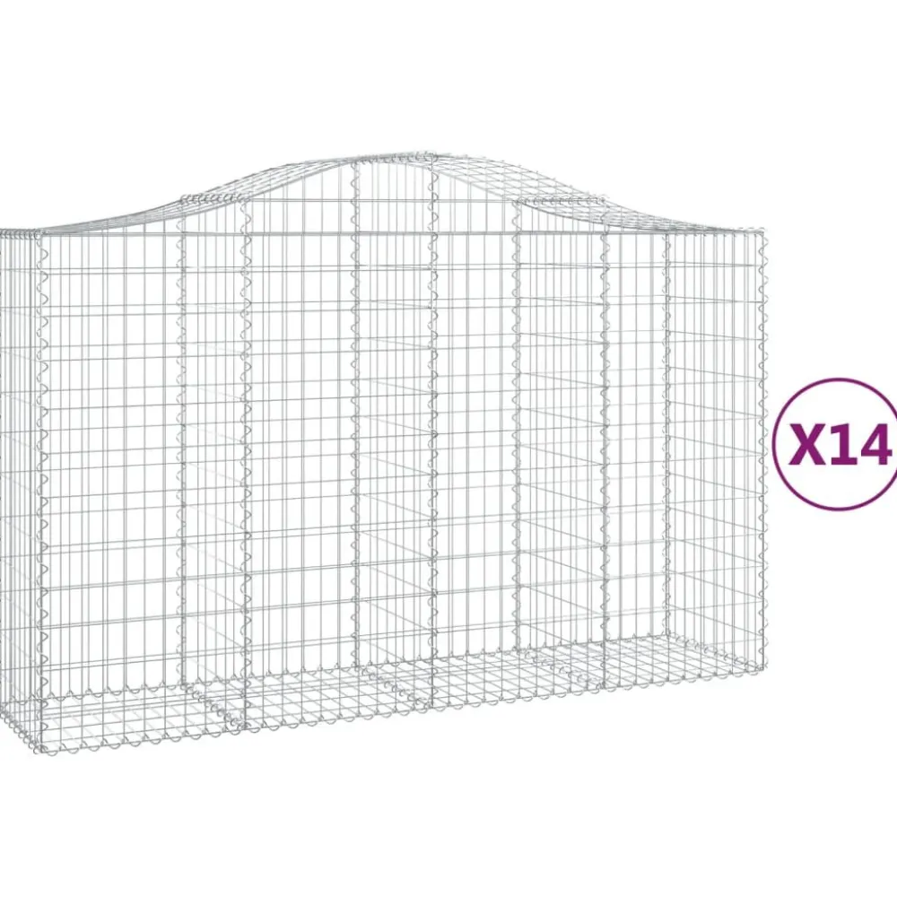 Clearance FinePRICE Kaareva kivikori 200x50x40/60 cm galvanoitua rautaa