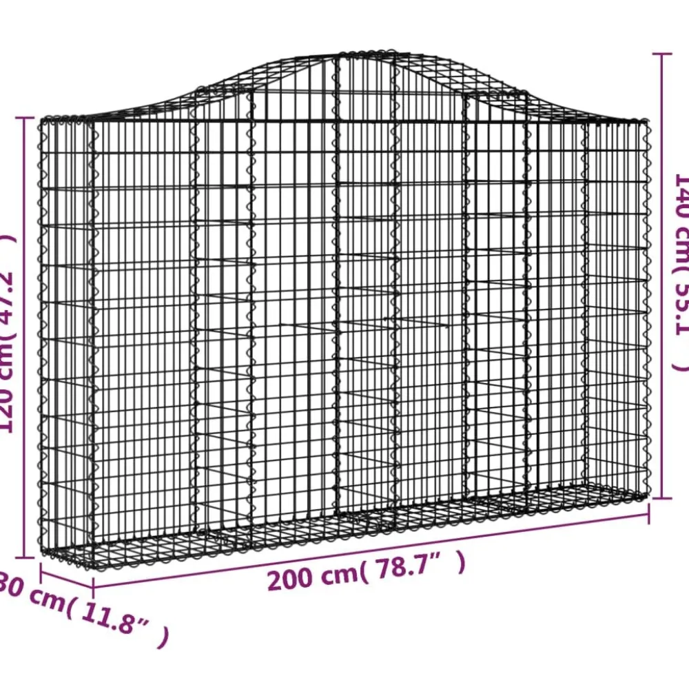 Clearance FinePRICE Kaareva kivikori 200x50x40/60 cm galvanoitua rautaa